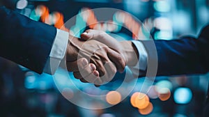 Businessmen shaking hands doing business mergers and acquisitions joint venture concept business or investment AI Generated