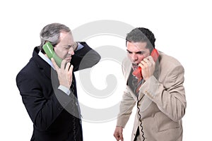 Businessmen shouting on the phone