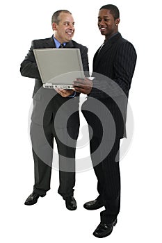 Businessmen Standing with Laptop Computer