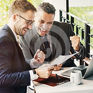 Businessmen Success Gesture Cheerful Concept