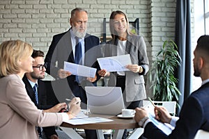 Businessmen teamwork brainstorming meeting to discuss plans of the investment