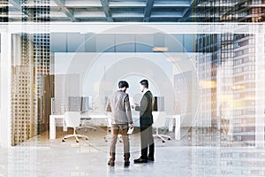 Businessmen in white open space office