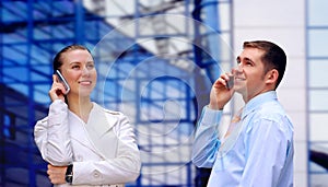 Businessmens calling by phone