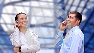 Businessmens calling by phone