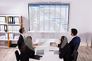 Businesspeople Analyzing Gantt Chart