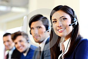 Businesspeople in a call center office