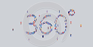Businesspeople crowd gathering in shape of 360 degree logo different business people employees group standing together