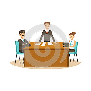 Businesspeople discussing at meeting in an office vector Illustration