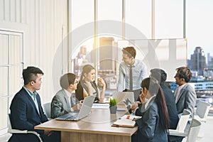 Businesspeople discussing together in conference room during meeting at office