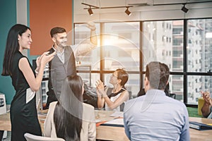 Businesspeople discussing together in conference room during meeting at office