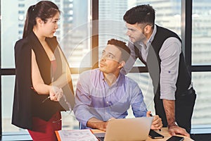 Businesspeople discussing together in conference room during meeting at office