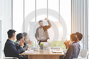 Businesspeople discussing together in conference room during meeting at office