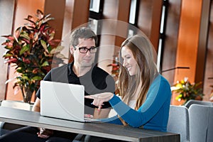 Businesspeople having break in lobby room