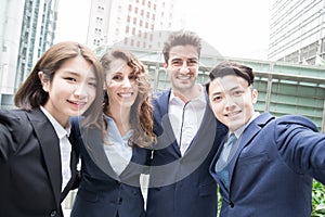 Businesspeople selfie in hongkong