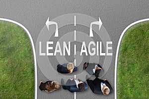 Businesspeople Standing Making Lean And Agile Choice