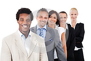 Businesspeople standing over white background