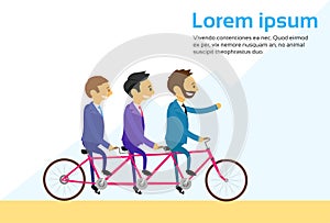 Businesspeople Team Riding Bicycle Tandem Bike