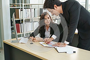 Businesspeople work together in the office