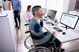 Businessperson Analyzing Gantt Chart On Computer