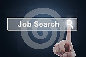 Businessperson hand pressing job search button