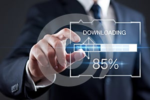 Businessperson Interacting with Digital Download Progress Indicator photo