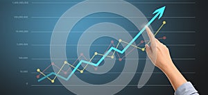 Businessplan graph growth and increase of chart positive indicators photo