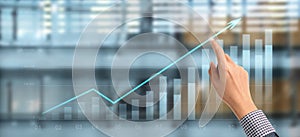 Businessplan graph growth and increase of chart positive indicators