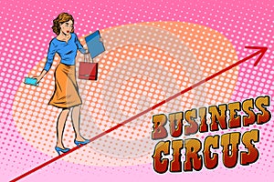 Businesswoman acrobat business circus
