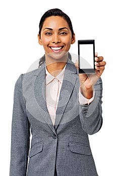 Businesswoman Advertising Smart Phone