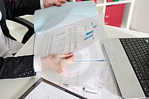 Businesswoman analyzing data