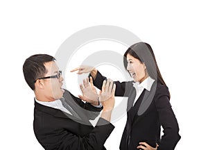 Businesswoman angry with her colleague