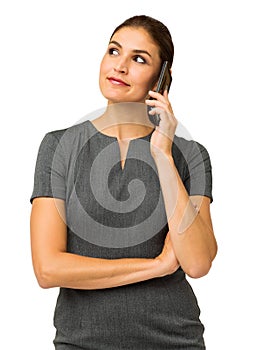 Businesswoman Answering Smart Phone