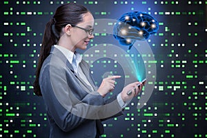 The businesswoman in artificial intelligence concept