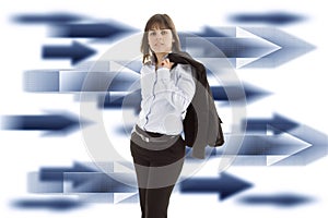 Businesswoman with background photo