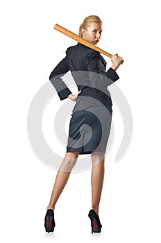 Businesswoman with baseball bat