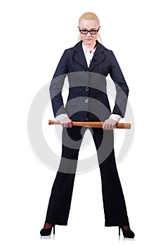 Businesswoman with baseball bat
