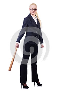 Businesswoman with baseball bat