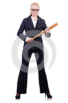 Businesswoman with baseball bat