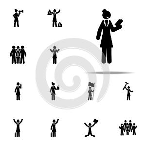 businesswoman, book icon. businesswoman icons universal set for web and mobile
