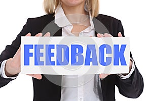 Businesswoman business concept with feedback contact customer se