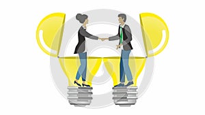 Businesswoman and businessman in agreement about idea. Isolated. Vector illustration.