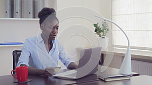 Businesswoman buying clothes remote.