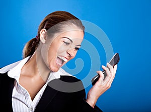 Businesswoman calling at phone