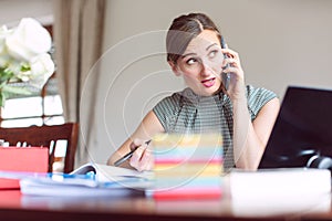 Businesswoman cannot tolerate working from home any longer photo