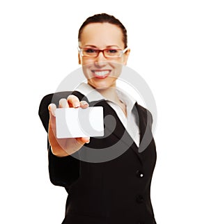 Businesswoman with card