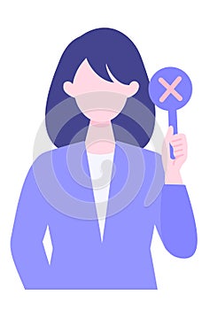 BusinessWoman cartoon character. People face profiles avatars and icons. Close up image of Woman having warning expression