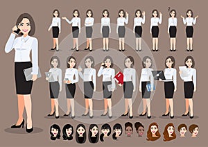 Businesswoman cartoon character set. Vector illustration