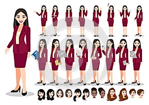 Businesswoman cartoon character set vector illustration