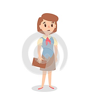Businesswoman character set. Animate character. Female personage constructor. Vector sad personage.