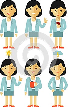 Businesswoman character set in different poses